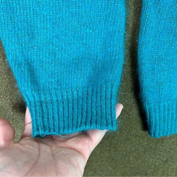 Vintage Honors Cardigan Sweater Size M Silk Blend Teal Green Button Down - Picture 7 of 16